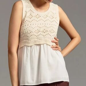 Anthropologie Cream Crochet Blouse